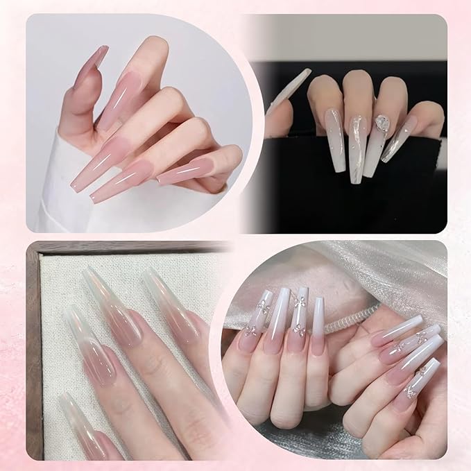Allstarry Sandwich Dual Nail Forms, Reusable Sandwich Dual Forms 240pcs 15 Sizes Long Coffin Nail Extensions Plastic Poly Gel Nails Forms for Builder Gel No Paper Forms Needed Moldes Dual Nails Molds