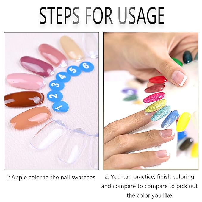 20Pcs Nail Swatches Wheels Plastic Nail Polish Swatch, Nail Display Color Sample Swatch Wheel for Color Show (400 Tips, with Number Stickers)