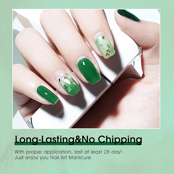 VENALISA Gel Nail Polish, 12ml Emerald Green Color Soak Off UV LED Nail Gel Polish Nail Art Starter Manicure Salon DIY at Home, 0.43 OZ