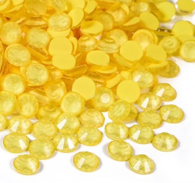 Blinginbox Flatback Rhinestones Round Gems, 1440pcs Luminous Series Glass Stones Neon Gems Non Hotfix Crystal Rhinestones for Nail Charms Crafts Clothes Tumblers,Yellow Neon,SS20.