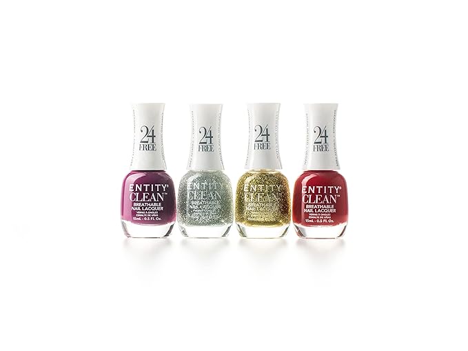 Entity Clean Holiday Nail Value Packs (Holiday Party) 24-Free Vegan Nail Polish Set that is Halal, Cruelty-Free, and Biotin Enriched