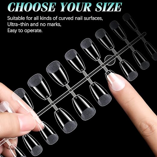 gelike ec Short Coffin Nail Tips: Soft Gel False Nail Tips Full Cover for Nail Extension,Acrylic Nails Professional Clear Gelly Tips False Press on Preshaped PMMA,12 Sizes 240PCS