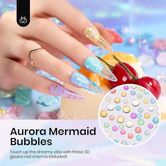Beetles Pastel Gel Nail Polish Set, 6 Colors Jelly Pink Red Blue Green Purple Yellow Gel Polish kit Spring Summer Crystal Glass Translucent Effect Rainbow French Nail Art Soak Off UV Gift for Women