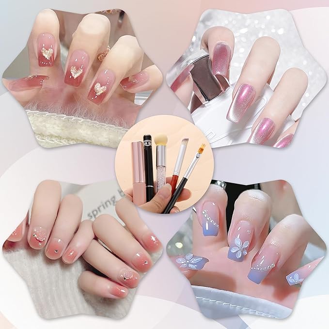 5 Pcs Silicone Nail Brushes, Ombre Nail Brush, Nails Design Brushes, for Gradient Nails Sponges, Gel Polish, Double-Head Sponge Pen, Gradient Sponge Brush for Manicure Tools