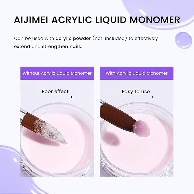 AIJIMEI Acrylic Liquid Monomer for Nail System, 120ml/4fl.oz for Acrylic Powder Application Acrylic Nail Monomer Liquid for Acrylic Nails (Acrylic Liquid 120ml/4fl.oz)