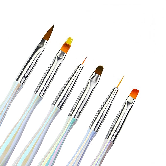 12PCS Professional Nail Art Brush Set,Liner Brushes,Acrylic & Gel Nail Extension Brush,Dual-Ended Silicone Nail Sculpture Dotting Pen Tools,Brush&Picker 2 IN 1 Design for Manicure,Home Salon Kit