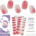 Semi Cured Gel Nail Strips,28 pcs Gel Nail Stickers/Wraps(Red Gradient),Long Lasting Polish Stickers UV Cure,Works with Any UV Lamp,Easy to Apply