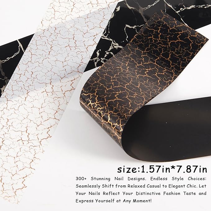 JERCLITY 300 Sheets Nail Foil Transfer Stickers Set Nail Foils Transfer Nail Art Marbling Starry Sky Leopard Print Aurora Iridescence Gradient Design for Women Girls Decoration