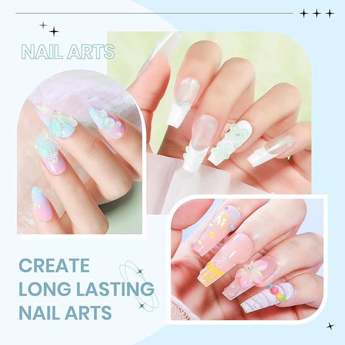 Sculpting Gel for Nail Art, Non-Stick Hand 3D Gel Nail Art Clear White and Green Aurora Molding Nails for Home Manicure, Nail Salon, Nail Charms, Solid, Extension, Carving Builder Gels