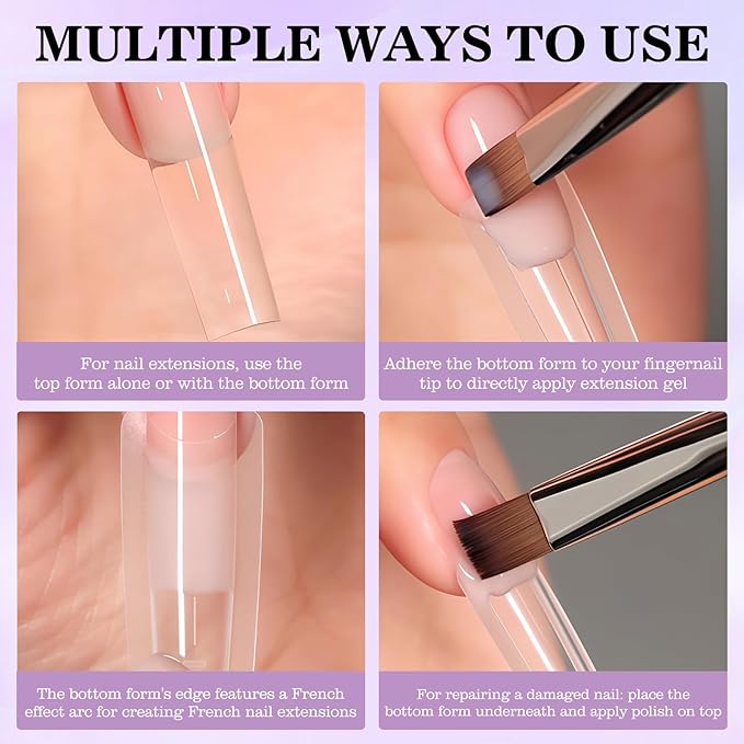 240 PCS Sandwich Nail Dual Forms, 14 Sizes Nail Tips for Builder Gel, Dual Forms for Polygel, Nail Extension for Beginner & Professional, Create Salon Quality Nail Art at Home (Trapezoidal)