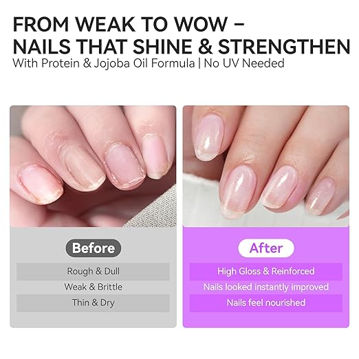 gelike ec Nail Hardener and Strengthener Polish: Glittering Pearl Ridge Filler for Peeling and Weak Nails Fast Dry Nail Growth Treatment Long Lasting Glossy for Women Home DIY