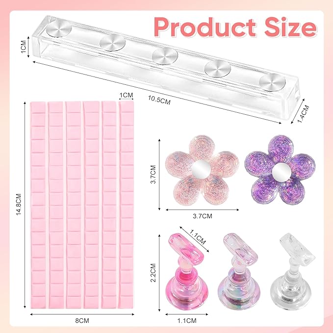 AIMEILI Nail Stand for Press On Nails, Fake Nail Holder for Painting Nails, Solid Acrylic Nail Stands for Nail Practice with Reusable Putty Gift Box for Home DIY Beginner Salon Supplies