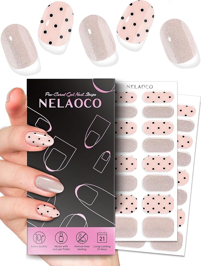 Nail Polish Strips – 32PCS UV Free Salon Quality Wraps, Long Lasting Gel Nail Stickers for Women (Pink Pulse)