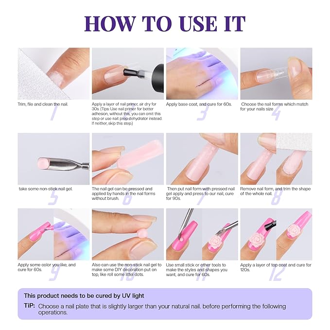 Morovan Solid Builder Nail Gel: 60g Large Capacity Nail Builder Gel for 3D Sculpting Non-Sticky Hard Gels for Nails Extension Carving Soak Off UV LED Salon Home DlY
