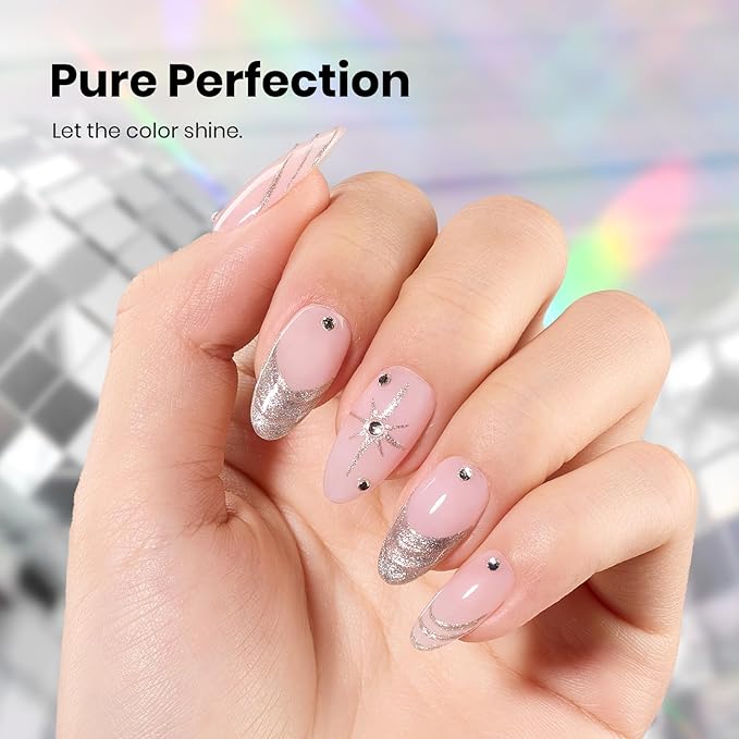 Beetles Pearl Gel Nail Polish - 15ml Stay Shining Silver Moonlight Gel Polish White Sliver Sparkle Thread Effect Nail Art Uv Led Home Salon Long-Lasting Soak-Off Nail Gel Gift for Women