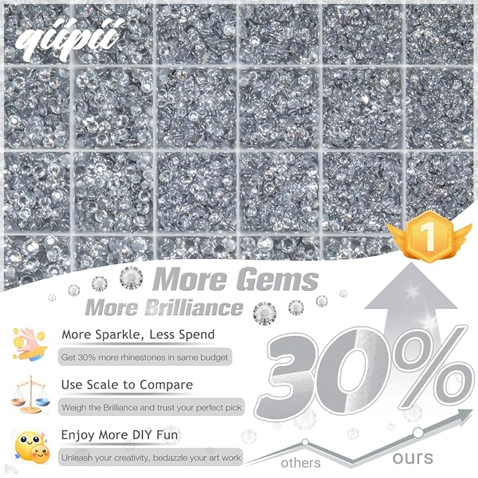 Silver Clear Resin Rhinestones w B7000 Glue for Bedazzling Crafting 2mm-6mm Crystal White Flatback Stones Diamonds Crystals Gems Bedazzler Kit for Nails Face Eyes Makeup Tumblers Crafts Shoes