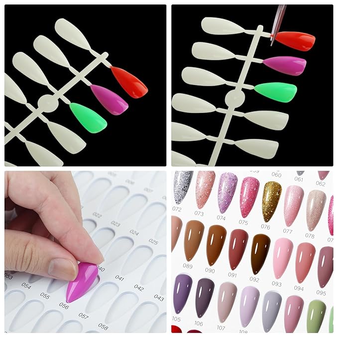 320 Nail Color Book,with 480 False Tips & 1-400 Number Labels,Professional Nail Color Swatches Book for UV Gel Polish Nails Art Design(Green)