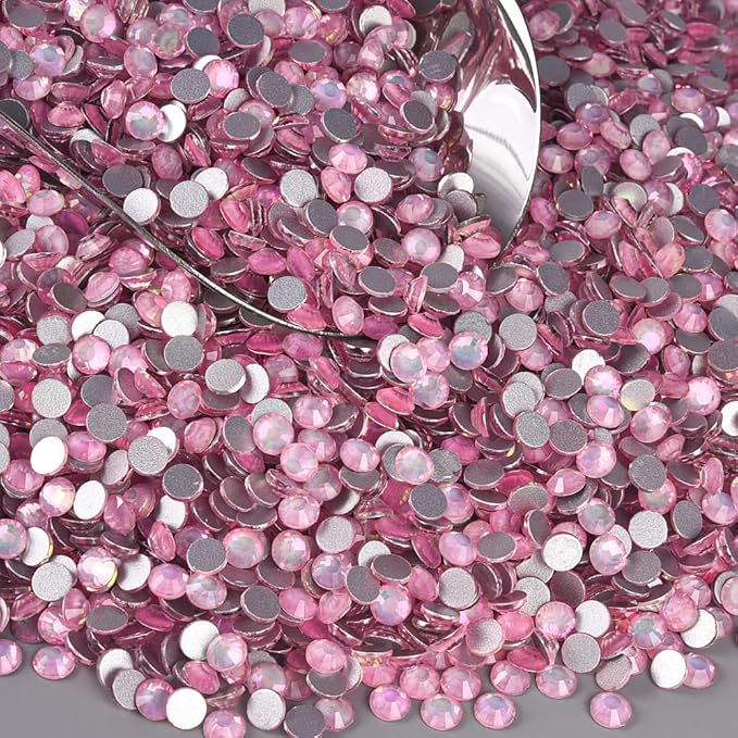 Blinginbox Rhinestones for Crafting,Flatback Rhinestones Glass Gems Stones Round Gemstones Non-Hotfix Crystal for Crafts Nail Decoration,Pink Fairy Crystal(1.9-2.0mm) SS6/1440pcs