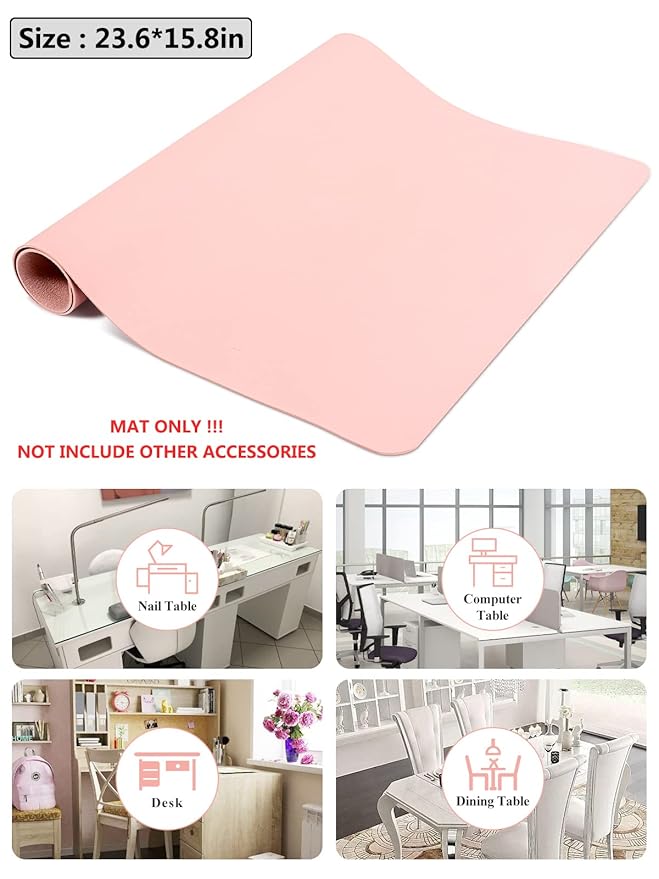 (MAT ONLY) Pink Nail Art Table Mat, Foldable Nail Art Hand Rest Pad for Nail Arm Rest Cushion, Soft Microfiber Leather Nail Mat, Manicure Pad Nail Table Pad Desk Mat for Nail Technician Salon Home