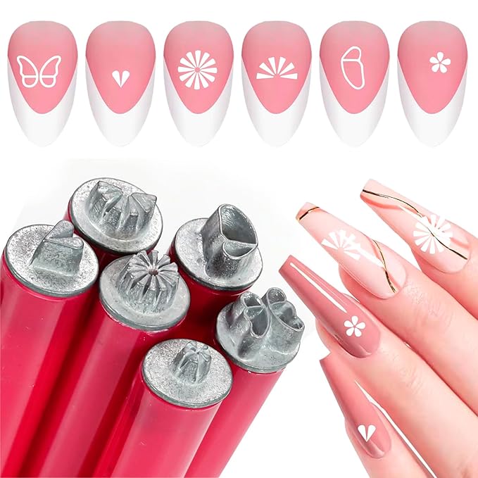 6 Pieces Nail Art Stamp Pen Set Butterfly Flower Heart-Shaped Design Nail Stamping Pens Nail Stamp Tools Nail Art Stamps for Women Stamps for Ink Pads and Flat Surfaces