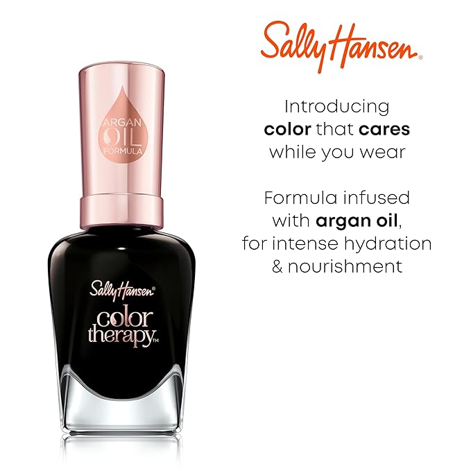 Sally Hansen Color Therapy Nail Polish | Biotin, Argan Oil, Long Lasting, Healthy Nails, Nail Strengthener, Semi-Opaque | 480 Everything Zen | Sage Green Nail Color