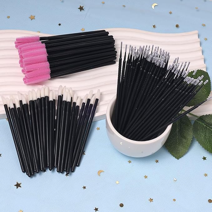 300 Pack Disposable Spoolies Brushes Sets Mascara Wand Lip Brushes Cotton Swab for Eyebrow Eyelash Extension Tattoo Lipstick Applicator