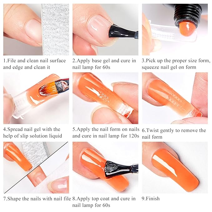 MTSSII 15Pcs Gel Nail Polish Set 6 Colors Neon Gel Polish + 3Pcs Poly Extension Gel Nail Kit Pink Orange Yellow Red Builder Gel Set for Beginner & Professional