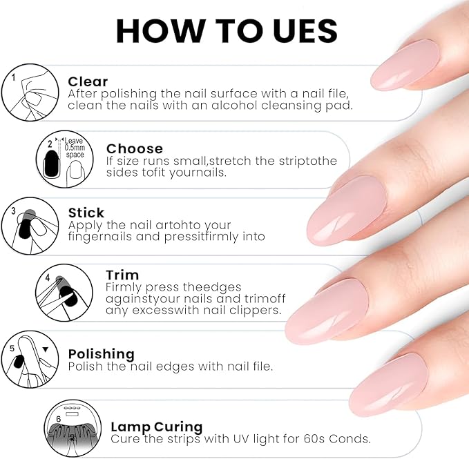 Semi Cured Gel Nail Strips | Built-In Gel Top Coat | UV Light Required | Salon Quality, Easy Application And Removal (Ethereal Fuchsia）