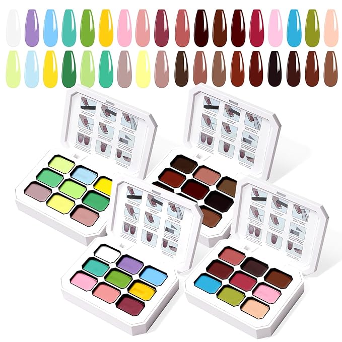 Gradient Painting Gel Set, 6*Plates Ombre Gel Nail Polish Pigment Pat Nails,Long-lasting Silky Texture Highly Saturated French Manicure Soak of UV/Led Home Salon DIY Nail Art G+R+M+A12