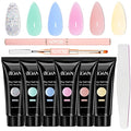 BQAN Poly Nail Gel Kit - 6 Colors Builder Gel for Long-Lasting Nail Extensions | 15ml Each | Salon-Quality DIY & Home Use | Low Odor