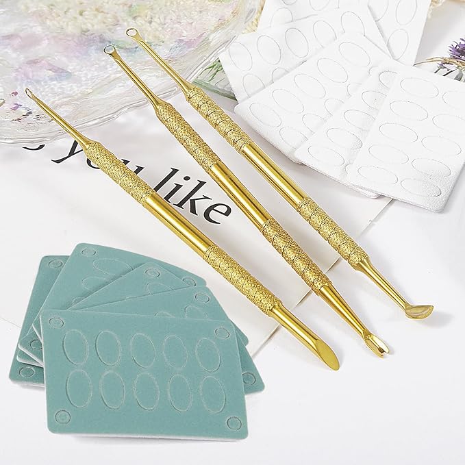 3 Pieces Gold Stainless Steel Double-End Nail Cuticle Pusher Nail Art Pre-Treatment Cuticle Remover Tool With 10 Sheets Sandpaper Dead Skin Removal Nail Cuticle Remover Trimmer Pen