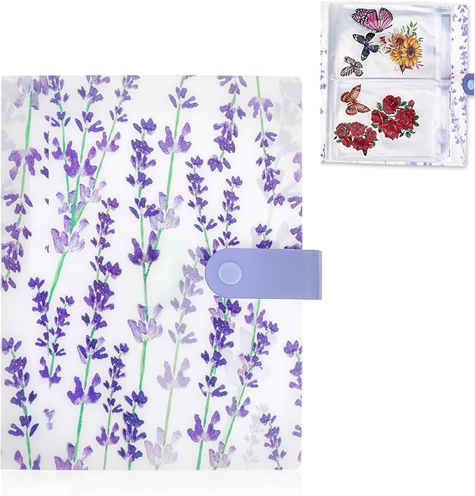 144 Slots Wisteria Flower Nail Art Artistic Stickers Storage Book Transparent Decals Organizer Tools DIY Design Manicure Decoration Empty Photo Display Showing Collecting Album Holder (Floral)