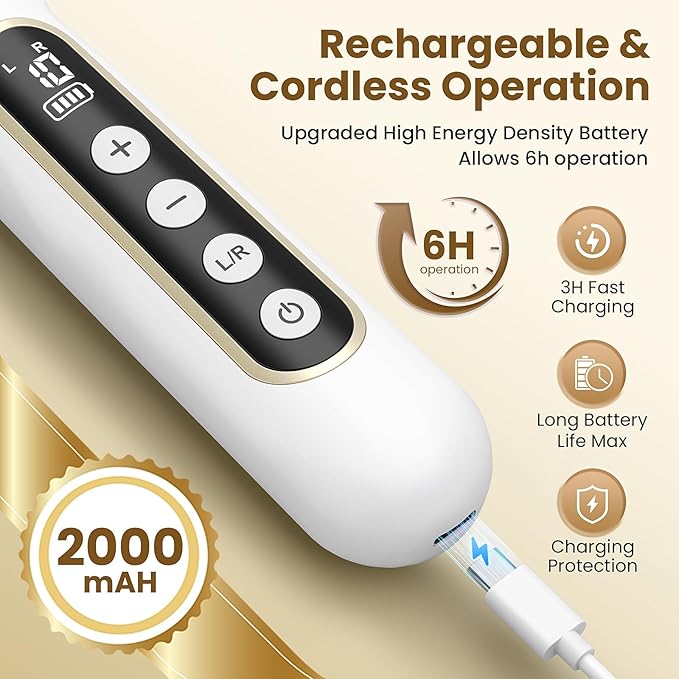 Nail Drill, Electric Nail File & 10-Speed Cordless Nail File, 10 in 1 Kit for Thick Toenails, 2000mAh Rechargeable Portable Manicure Pedicure Kit with LED Display Ideal Gift for Men & Women(Gold)