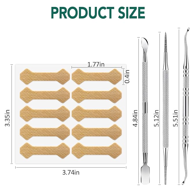 Ingrown Toenail Treatment, 100 Pcs Breathable Ingrown Toenail Strips, Toenail Corrector Patch with 3 Pedicure Tools for At-Home Pedicure and Foot Care (Style 04)