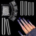 Clear Tapered Square Refill Nail Tips, XXXL Extra Long Straight Gel Acrylic Nail Tips, 200Pcs（Fixed Size No. 3.5.6.7 With Bag）Full Cover No C Curve Fake Nails Extension Tips for DIY Nail Art Salon