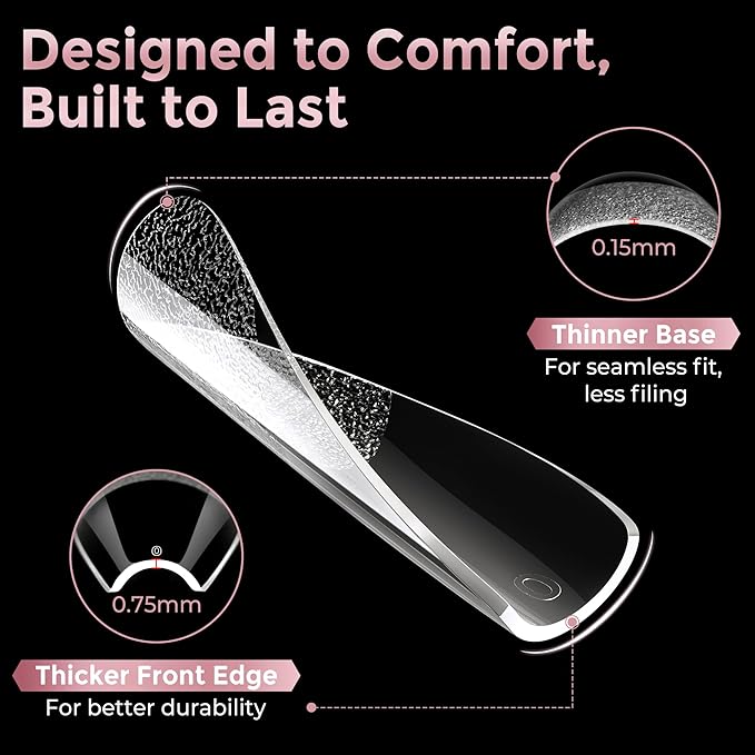 Long Coffin Nails Tips Full Cover Acrylic Nail Tips Pre-buff 240pcs Clear Coffin Fake Press On Nails No C Curve Easily DIY Art Nail Extensions Long-lasting, 12 Sizes Luckyfairy