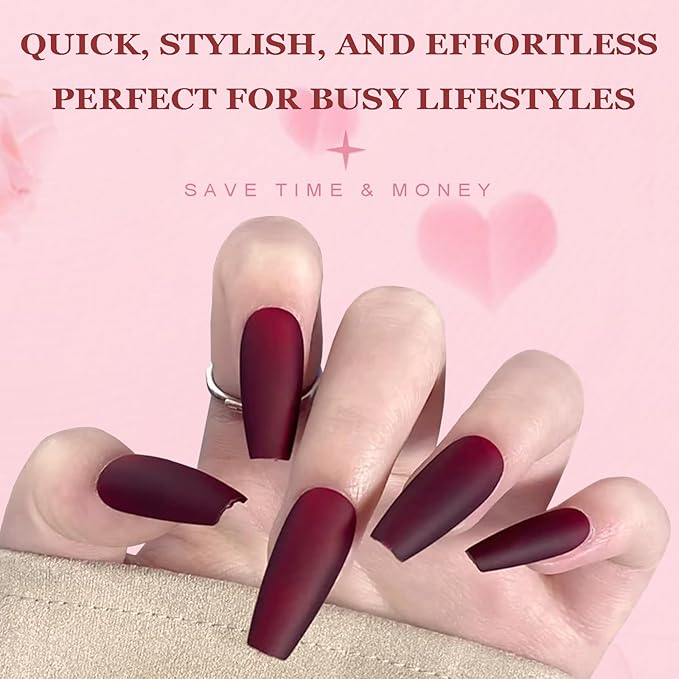 AddFavor Press on Nails Long Coffin Fake Nails, 576pcs 24 Colors Coffin Press on Nails Full Cover Acrylic Nail Press ons, Matte False Nail Tips for Women Glue on Nail