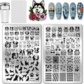 PH PandaHall 2pcs Dog Nail Stamping Plates, 124 Patterns Cute Pet Nail Plate Stainless Steel Nail Image Template Dogs Paw Nails Stencil Set for Dog Lover Manicure Decor 5.7x3.7 inch