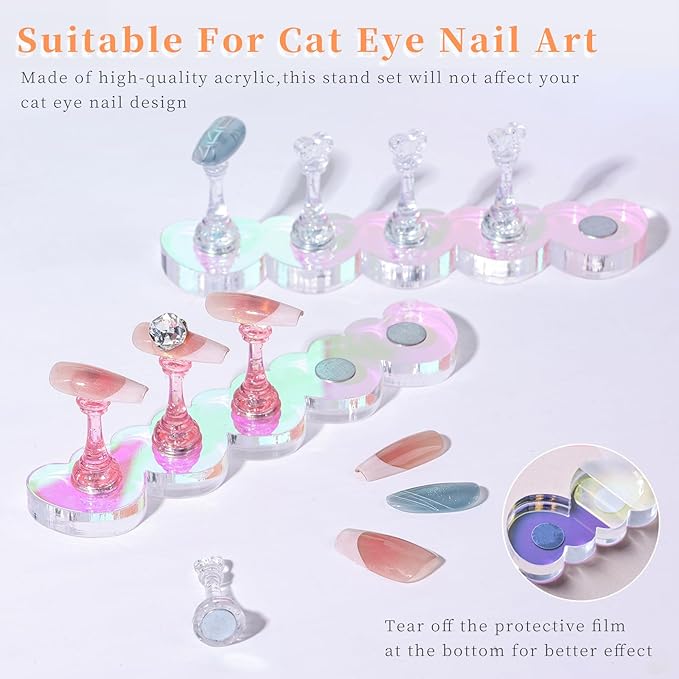 MAYEEN Nail Stand Press On Nails Upgraded Raised Nail Holder For Painting Nails Art Display Stand Practice Aurora Acrylic Fake Nail Holder Tips Home DIY Salon Supplies