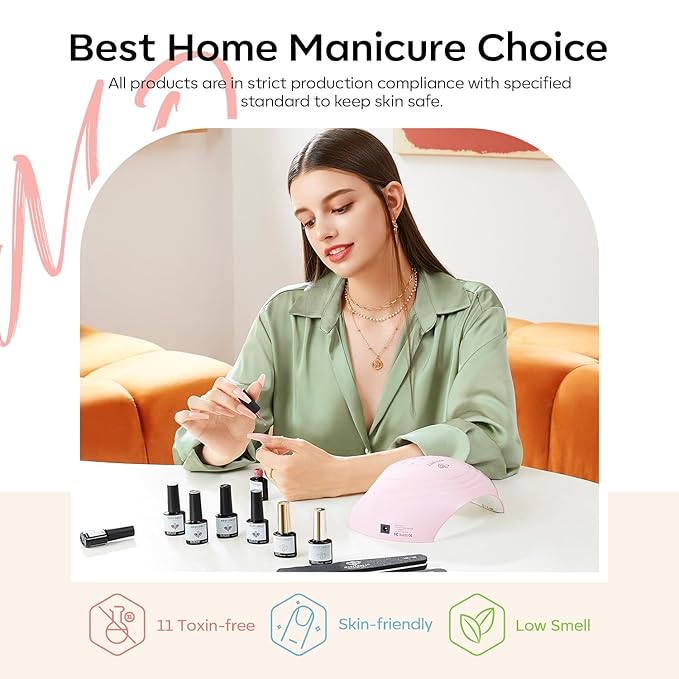 modelones 32 PCS Gel Nail Polish Set, 28 Colors Nude Red Green Blue Gel Polish with No Wipe Base Coat, Glitter & Glossy & Matte Top Coat Soak Off LED Nail Art Kit Salon at Home