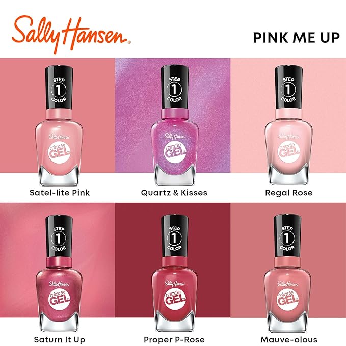 Sally Hansen Miracle Gel Salon Quality Nail Polish | Gel-Like Formula, Two-Step System, No UV Light Needed, Long Lasting | Opaque, Glossy | 252 Rose & Shine | Muave Rose Nail Color