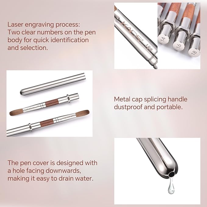 KADS Acrylic Nail Brush with Penholder Nail Brush for Acrylic Application-Oval Shaped Powder Nail Design Tools for Professional Manicure DIY Home Salon (6#)