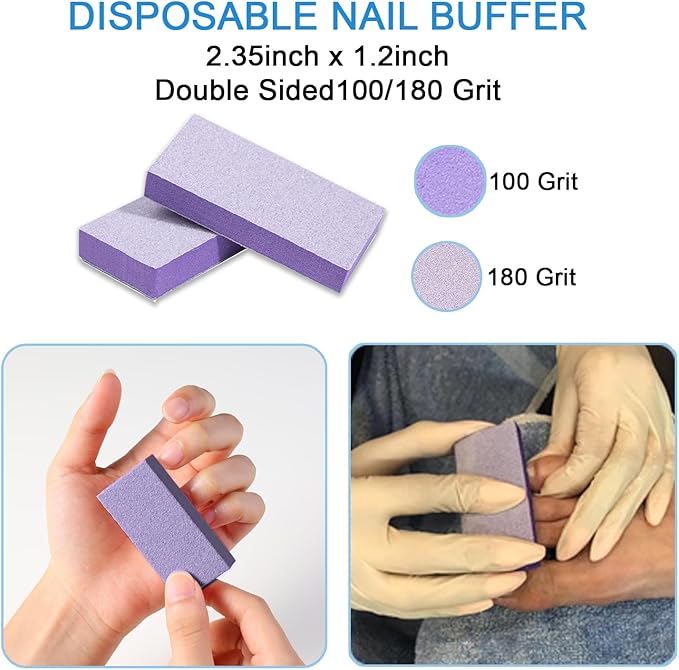 Disposable Pedicure Kit Pedicure Liner Set, Pedi Liner 120cm / 47.25in Blue 50pcs, Disposable Pedi Kit 3-in-1 (Purple Pumice Pad, Mini Buffer, Wood Nail File 100/180 Grit) 50pcs (100-Count)