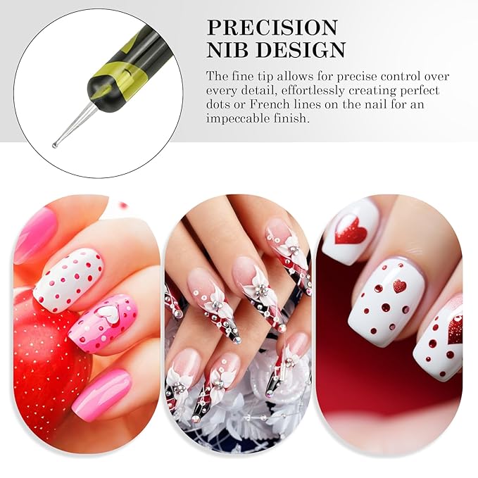 2pcs French Tip Brush 2-Way French Brush Nail Clean Up Brush Tip Tool Gel Nail Art Brush Professional Manicure Too for Professional Manicure Nails Art Design