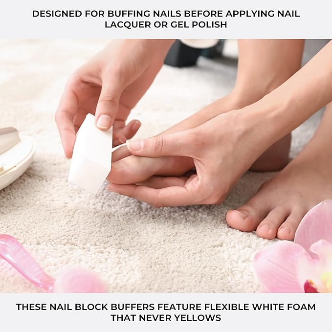 ForPro Super White Buffing Block, 120 Grit, Four-Sided Manicure and Pedicure Nail Buffer, 3.75” L x 1” W x 1” H, 20-Count (Pack of 2)