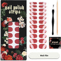 Nail Polish Strips (No UV Lamp Needed) - 22 Pcs Salon Quality Gel Nail Stickers - Long Lasting Wraps (Gummy Watermelon Ring Red)