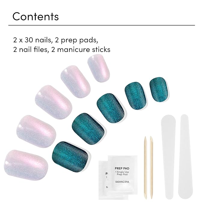 Dashing Diva Magic Press Premium Nail Bundle - Intergalactic Collection - Square Shape Press On Nails - Glamour Glitch & Earth to Diva - Long Lasting Gel - Lasts Up to 7 Days - 2 Sets