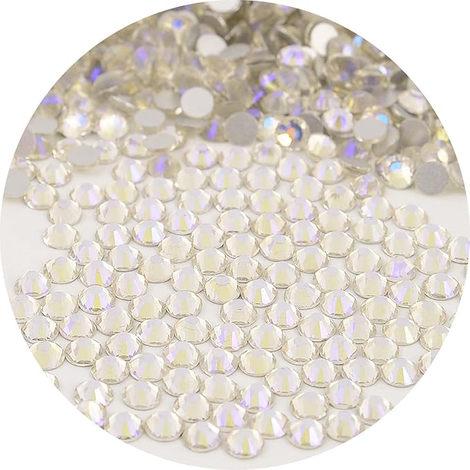 NCB Nancybeads 1500pcs Flatback Round Glass Nail Art Rhinestones Crystal for DIY Making Accessories Shoes, Clothes, Face Art, Bags, Manicure (Paradise Shine, SS20 1500pcs)