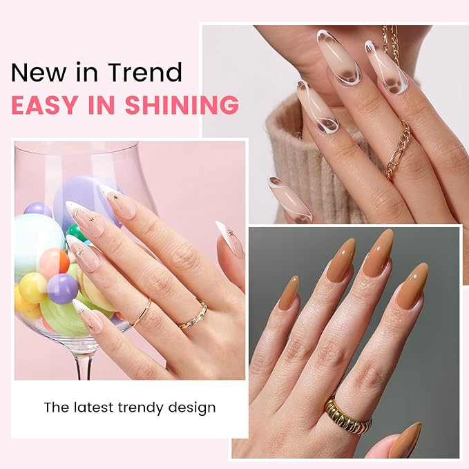 TPO and HEMA Free Gel Nail Polish Kit with U V Light - White Nude Light Pink at Home Gel Manicure Kit with Base & Top Coat Chrome Nail Powder - 4 Colors Nail Art Starter Gift for Women Girl