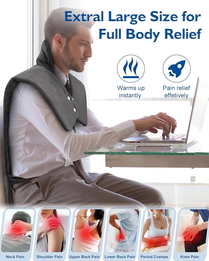 Heating Pad for Neck and and Shoulders and Back, Valentines Day Gifts for Her Him, Large Electric Heated Pad for Full Body, Birthday Gifts for Women Men Mom Dad Wife Husband Girlfriend Boyfriend